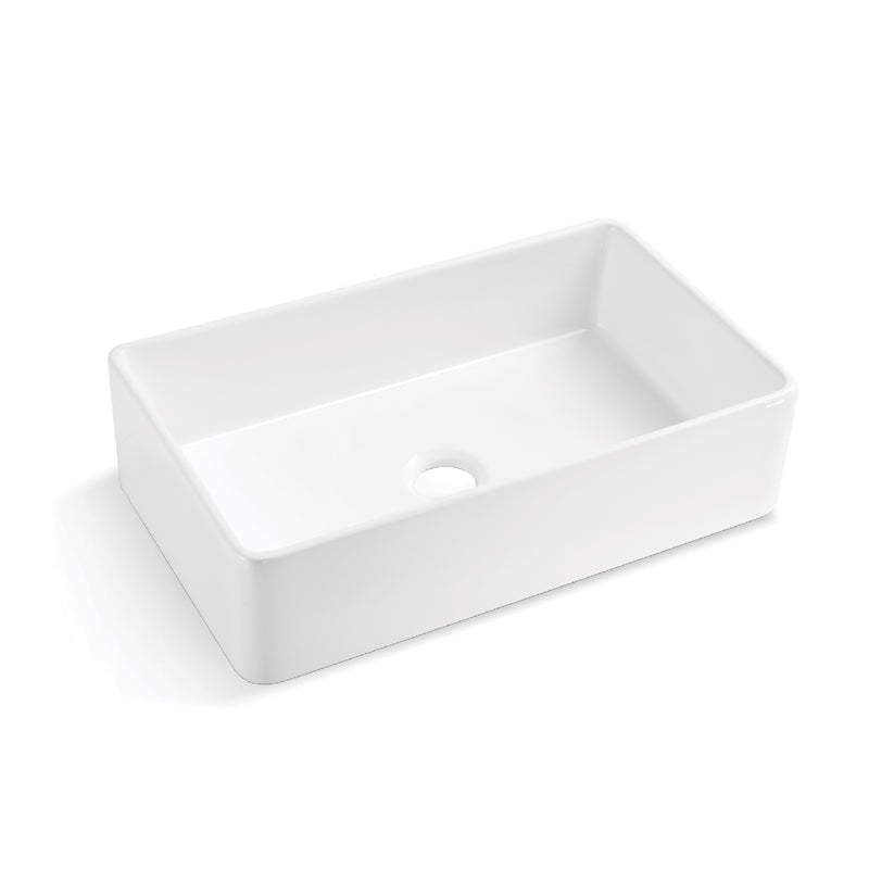DAX Farmhouse Fregadero de cocina de un solo tazón, porcelana fina, acabado blanco, 33 x 20 x 8-5/8 pulgadas (DAX-C3320) 