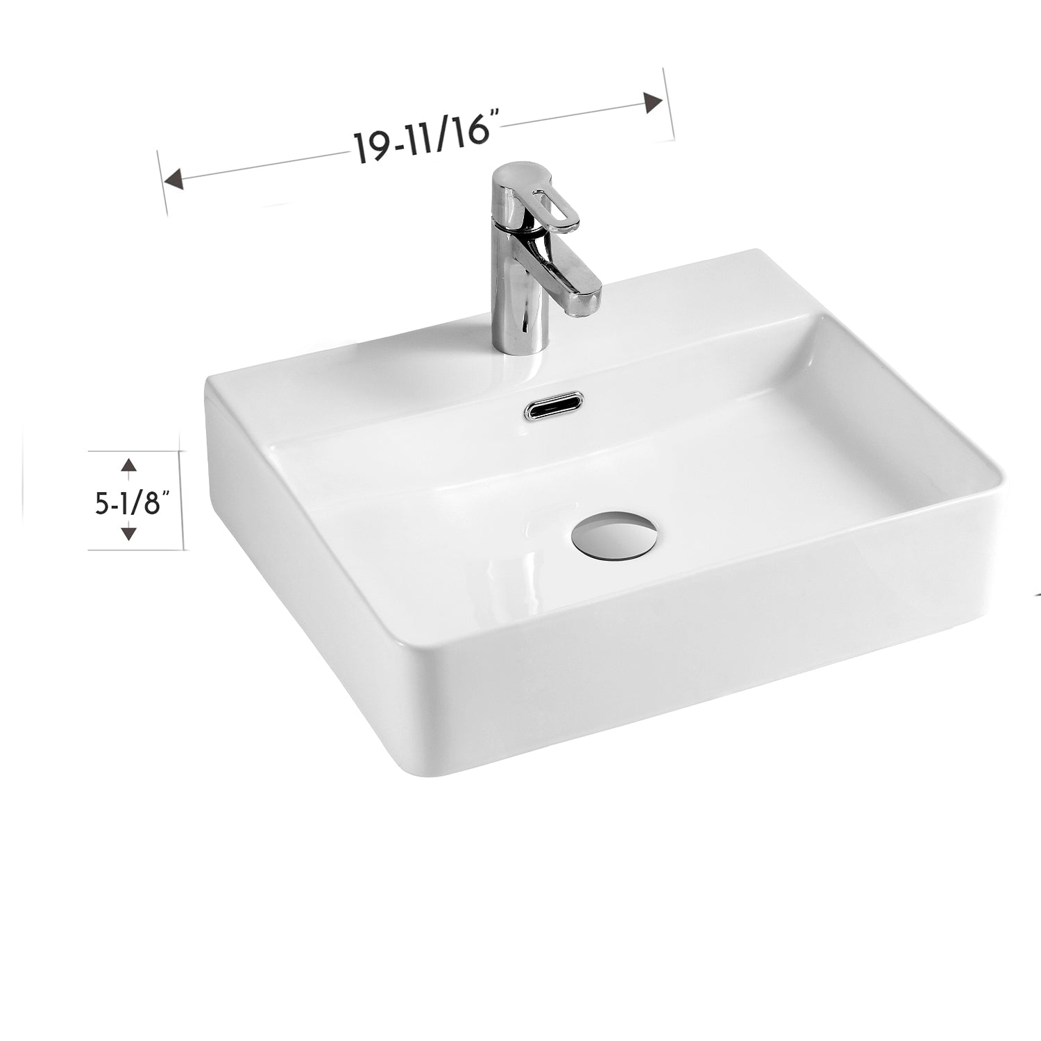 DAX  Ceramic Rectangle Bathroom Vessel Basin. Finish: White Matt, Glossy White, Matt Black - (20" x 16.5")(DAX-CL1275)