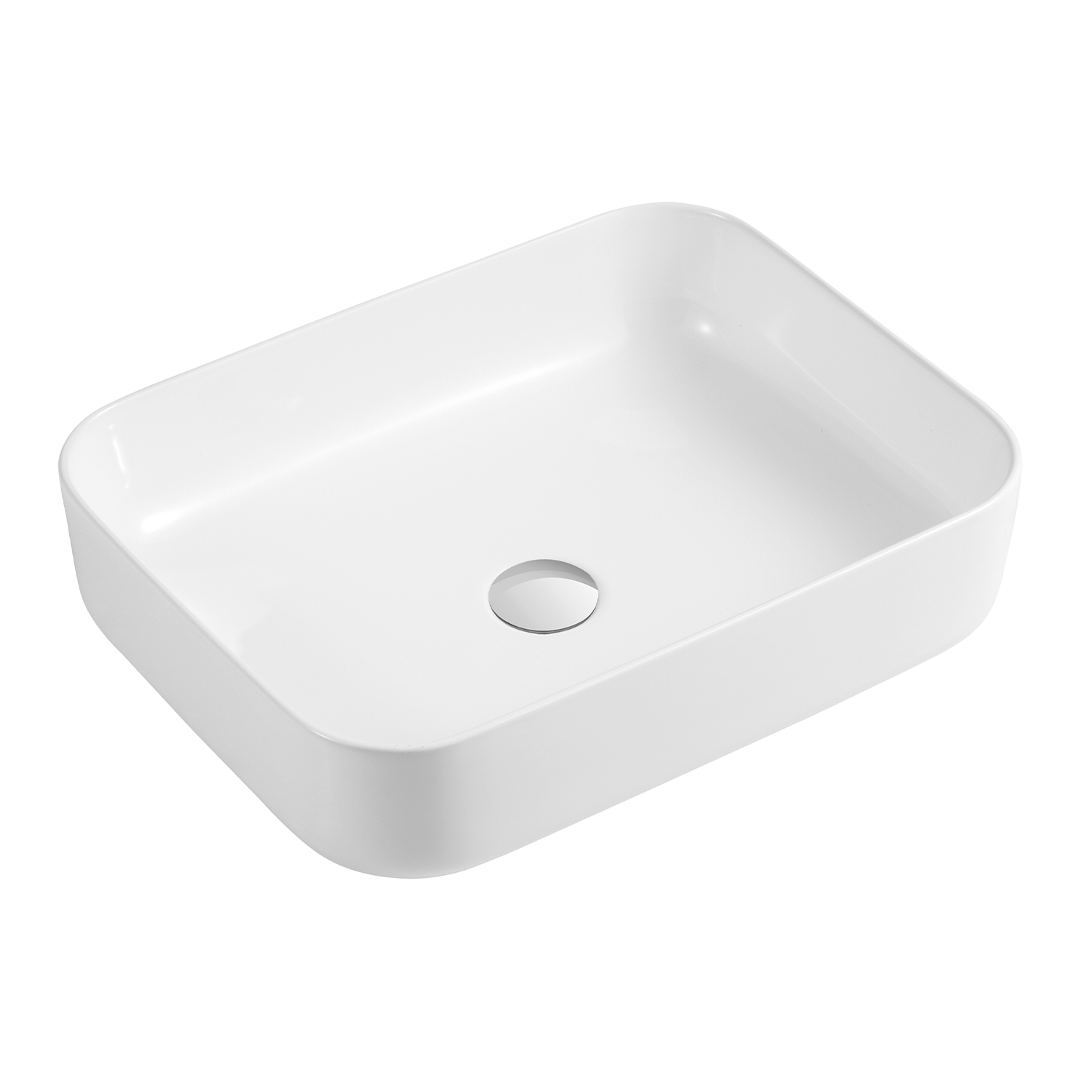 DAX - Lavabo rectangular de cerámica para baño, blanco brillante - (20" x 16.5") (DAX-CL1285-WG)