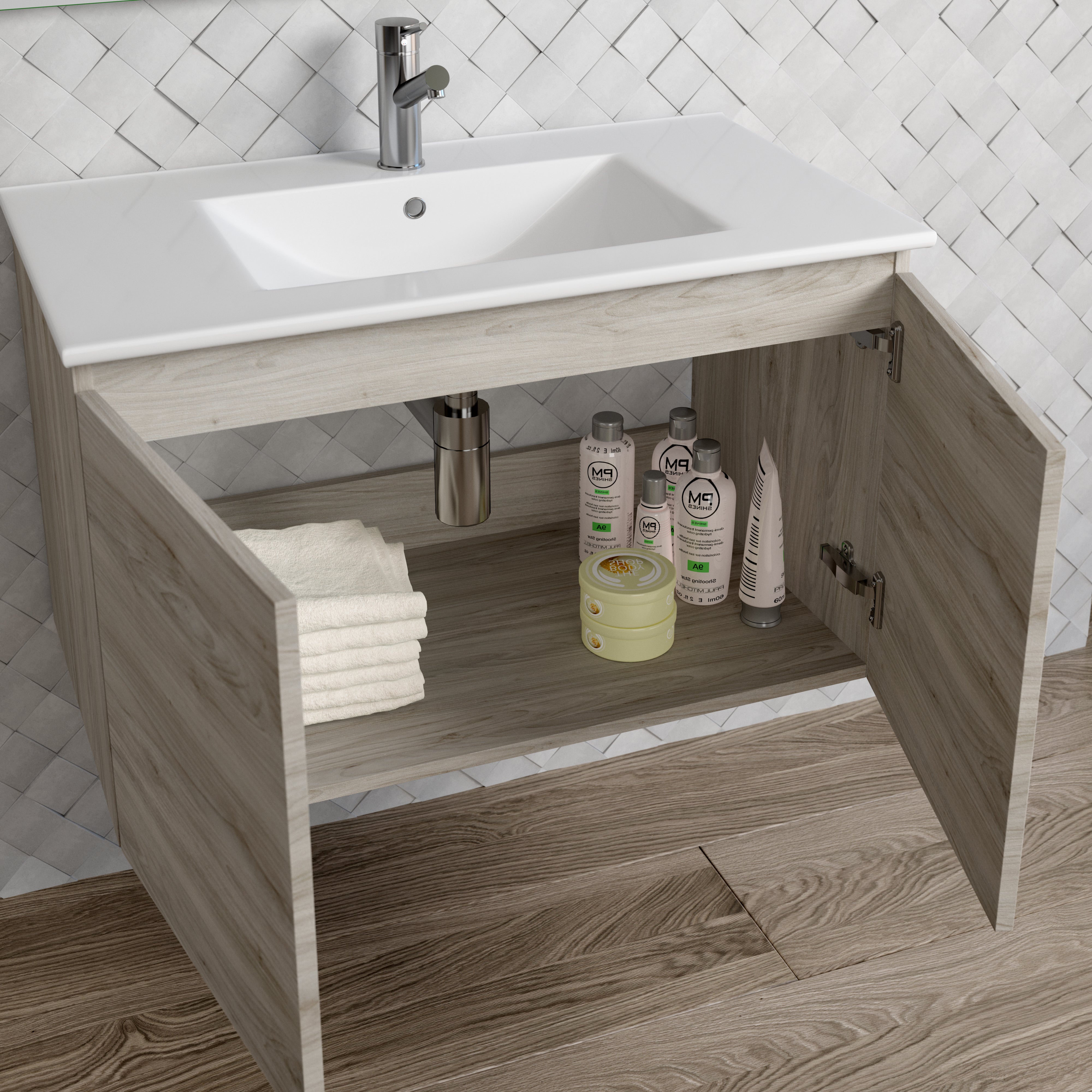 DAX Malibu Single Vanity Cabinet with Ceramic Basin Included