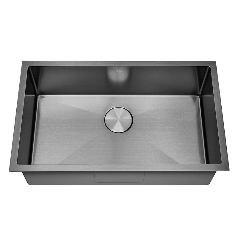 DAX Handmade Nanometre Single Bowl Undermount Kitchen Sink - Black Stainless Steel 304 - Accessories Included (DAX-NB3018-R10)