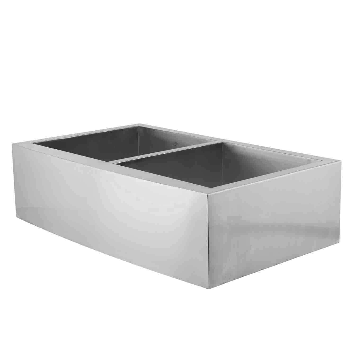 DAX Farmhouse 50/50 Double Bowl Kitchen Sink, 16 Gauge Stainless Steel, Brushed Finish, 33 x 20 x 10 Inches (DAX-SQ-3320F)