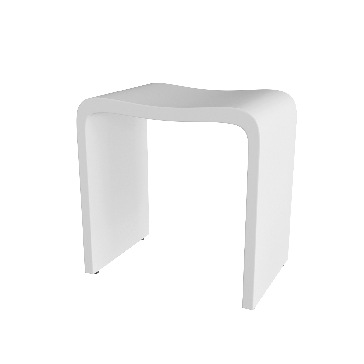 DAX Solid Surface Bathroom Stool,  Matte White Finish, 15-3/4 x 17-1/8 x 11-13/16 Inches (DAX-ST-02)