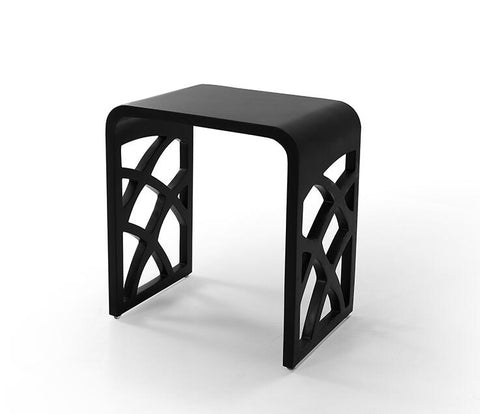 Taburete de baño de superficie sólida DAX - Negro mate (DAX-ST-05-B) 