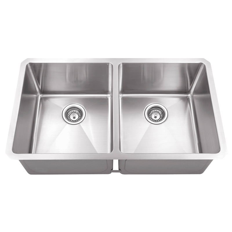 DAX Double bowl Undermount kitchen sink. R10. 32" x 18" (DAX-T3218-R10)