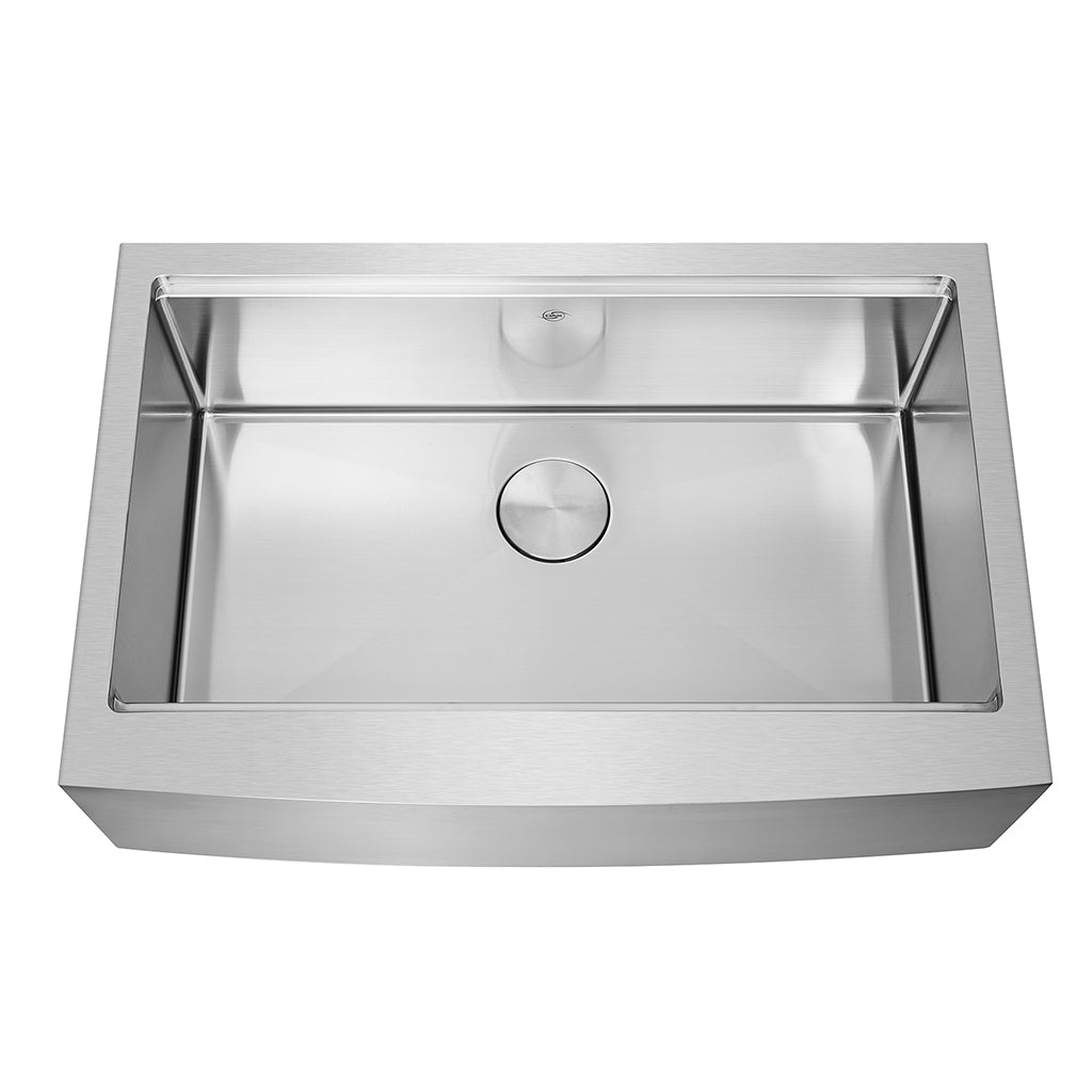 DAX Workstation Farmhouse Single Bowl Kitchen Sink - Handmade - Stainless Steel 304 -16 Gauge - Accessories Included (DAX-WS3321-R10)