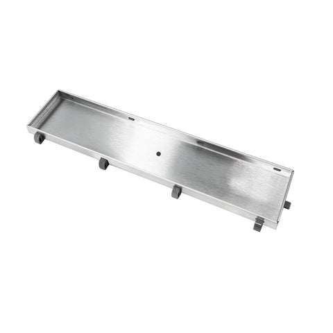 Desagüe de piso de ducha rectangular Dax, calibre 18, acabado de acero inoxidable cepillado, 12 x 3 3/8 pulgadas (RT0112) 