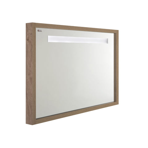 Espejo de tocador para baño de 48" con retroiluminación LED, montaje en pared, roble, Serie Tino by VALENZUELA
