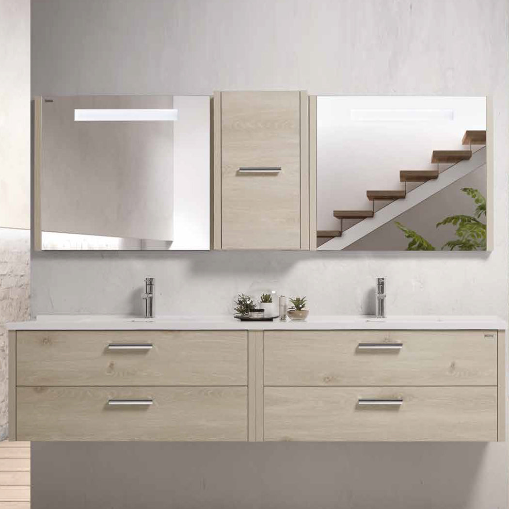 Double Vanity, Wall Mount, 4 Drawers with Soft Close, Serie Nova by VALENZUELA