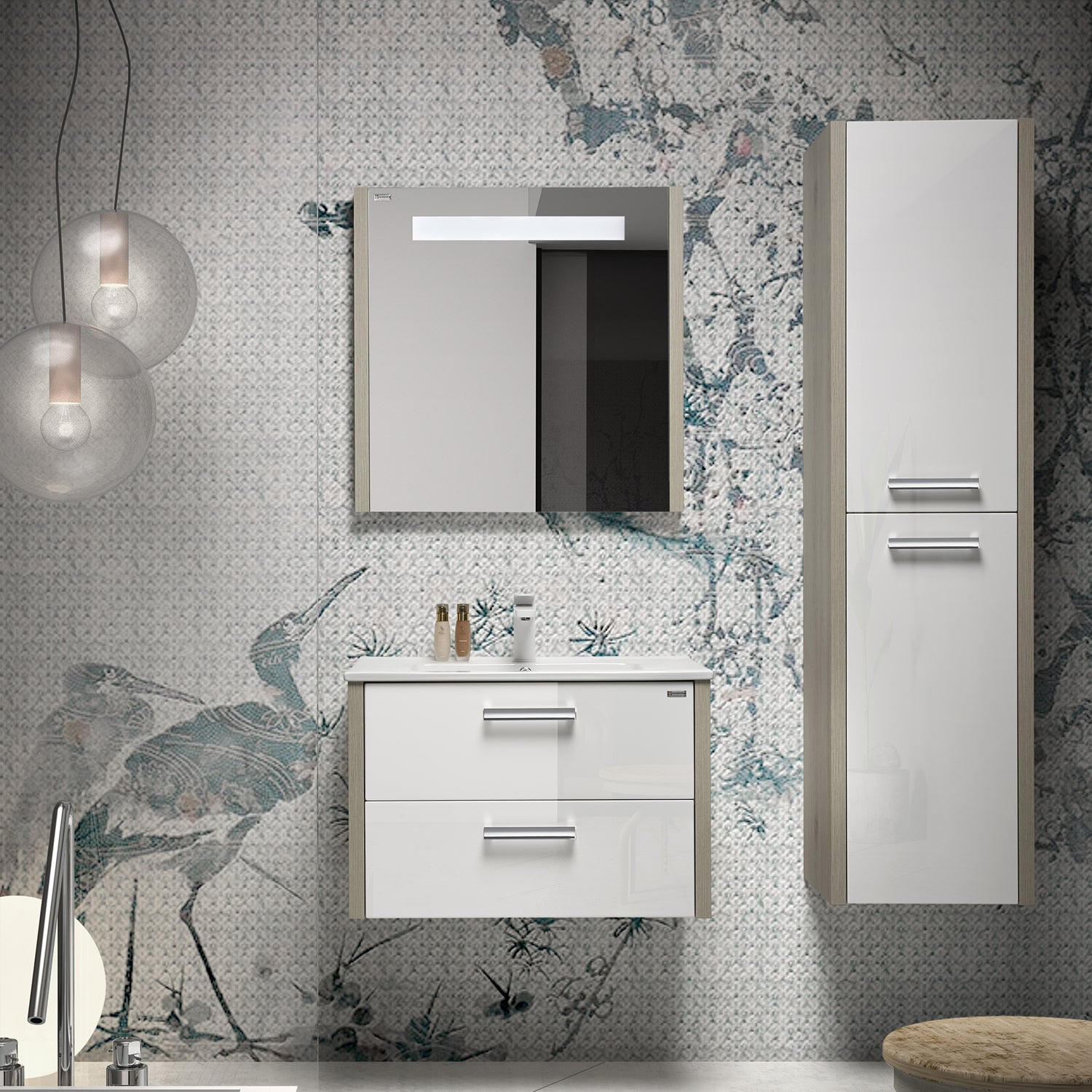 40" LED Backlit Bathroom Vanity Mirror, Wall Mount, Sand, Serie Nova by VALENZUELA