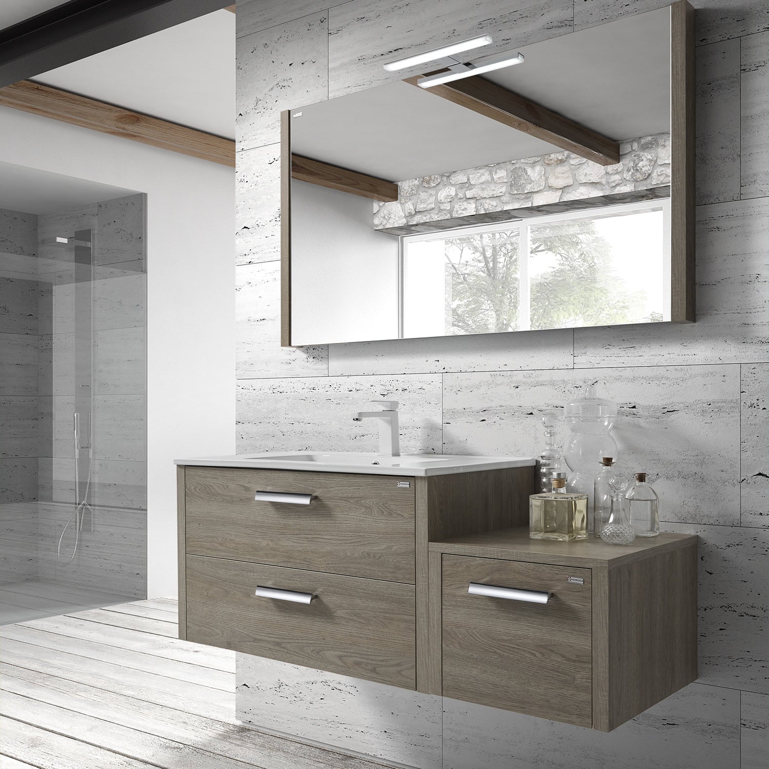 Espejo de tocador para baño con marco delgado de 40", montaje en pared, Luna, Serie Nova de VALENZUELA