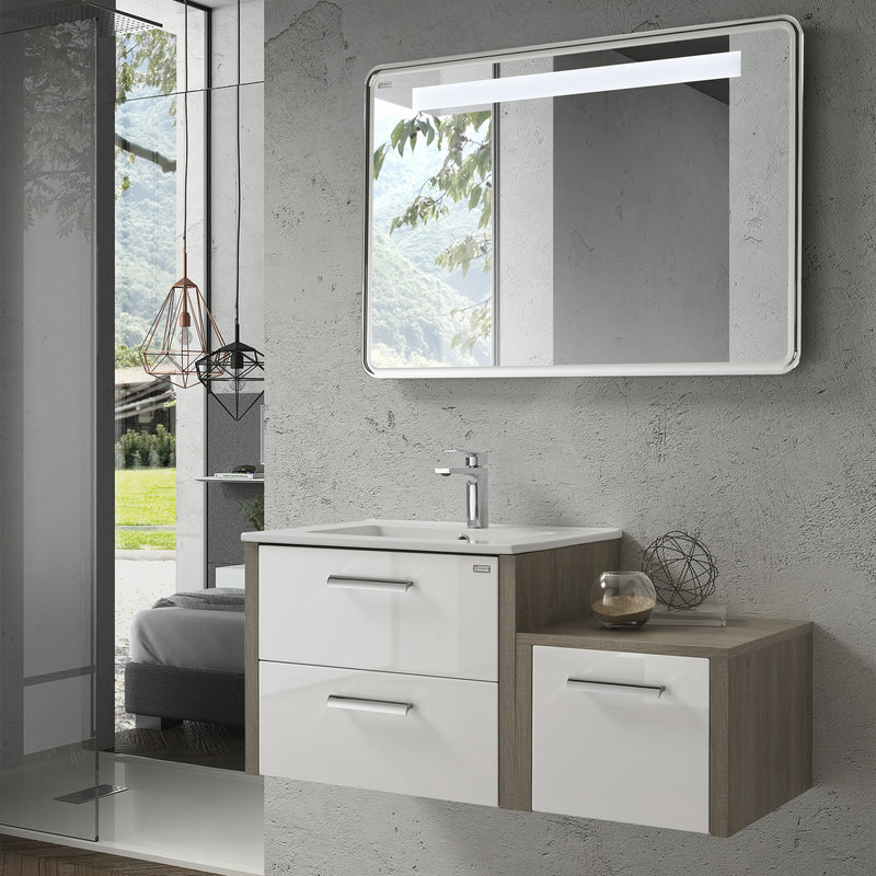 24" Single Vanity, Wall Mount, 2 Drawers with Soft Close, Moon - White, Serie Nova by VALENZUELA