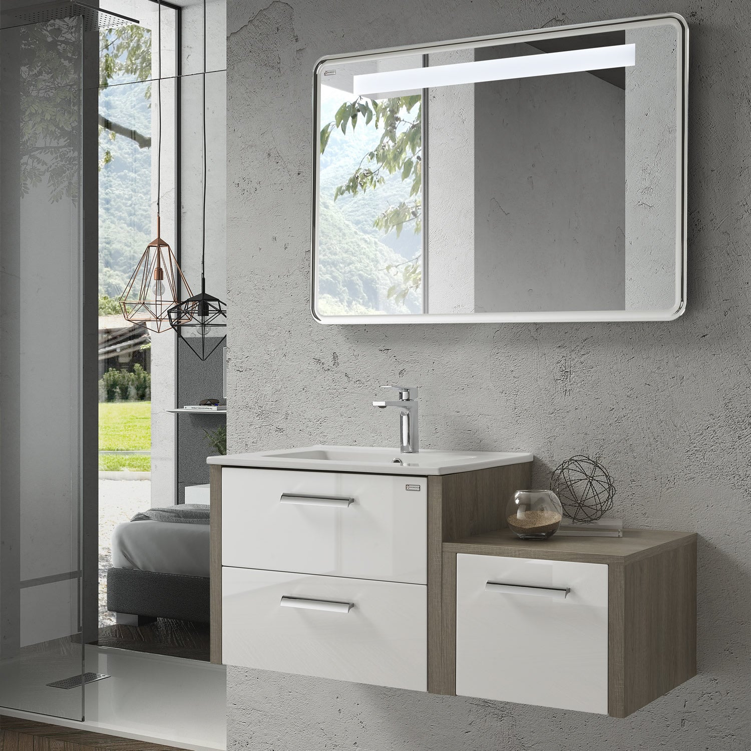 28" Single Vanity, Wall Mount, 2 Drawers with Soft Close, Moon - White, Serie Nova by VALENZUELA
