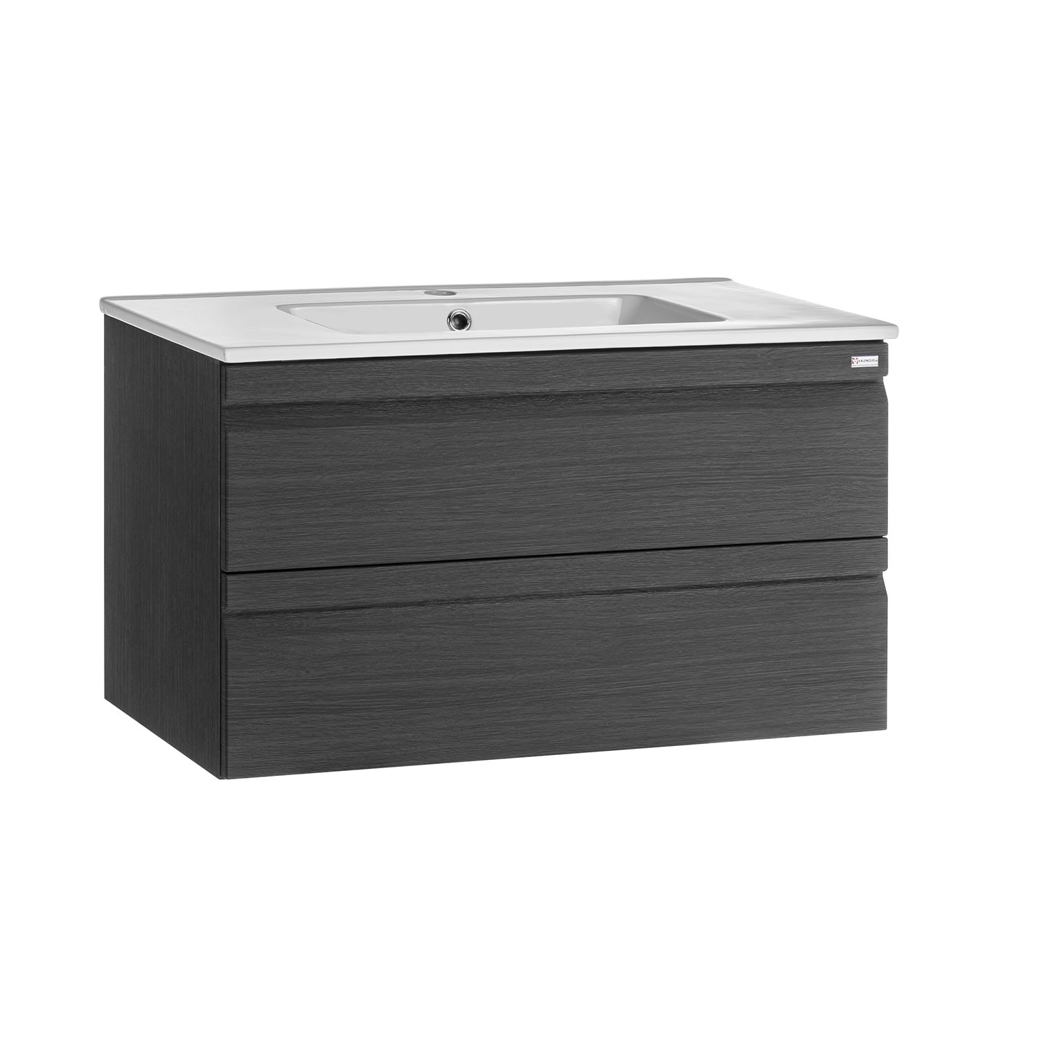 32" Single Vanity, Wall Mount, 2 Drawers with Soft Close, Grey, Serie Solco by VALENZUELA