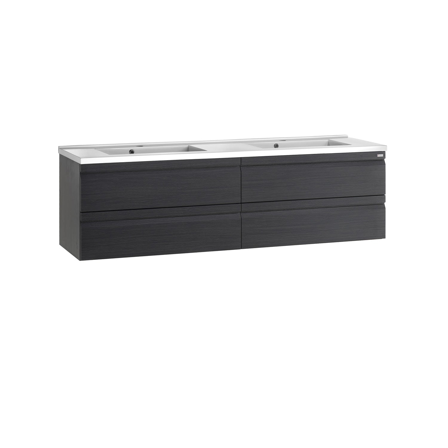 80" Double Vanity, Wall Mount, 4 Drawers with Soft Close, Grey, Serie Solco by VALENZUELA
