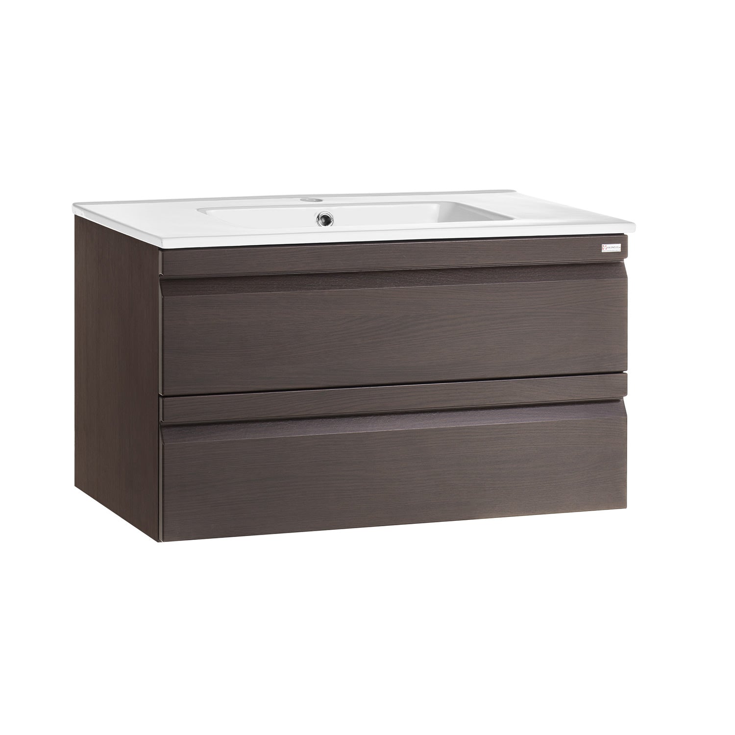 40" Single Vanity, Wall Mount, 2 Drawers with Soft Close, Wenge, Serie Solco by VALENZUELA