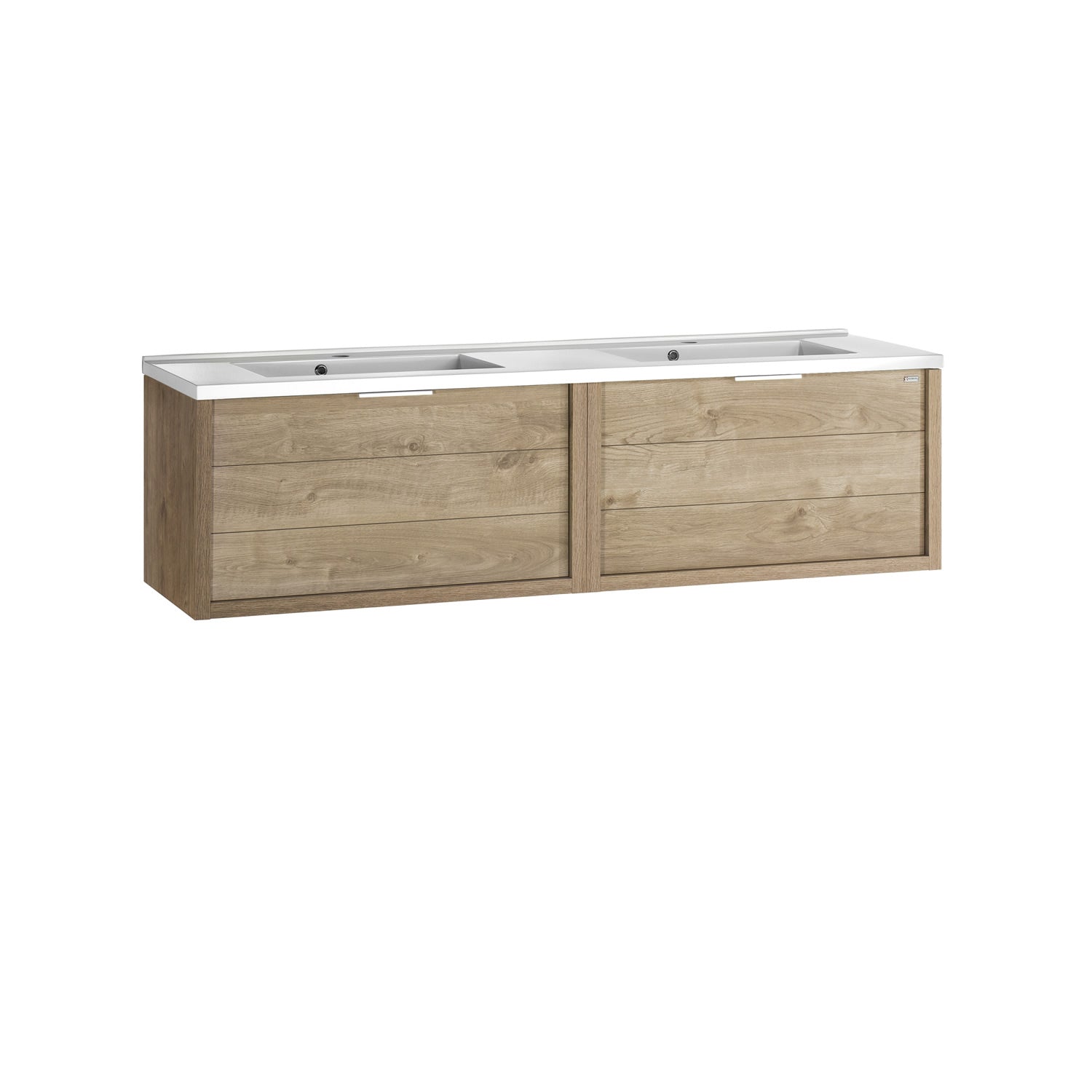 48" Double Vanity, Wall Mount, 2 Drawers with Soft Close, Oak, Serie Tino by VALENZUELA