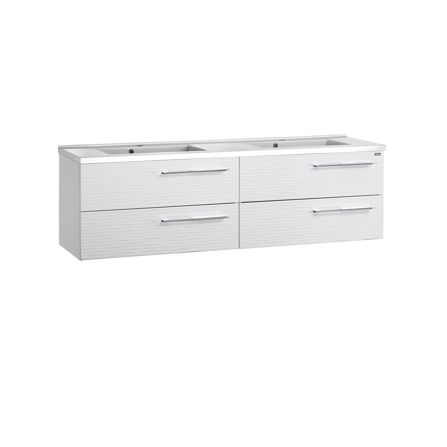 56" Double Vanity, Wall Mount, 4 Drawers with Soft Close, Serie Dune by VALENZUELA