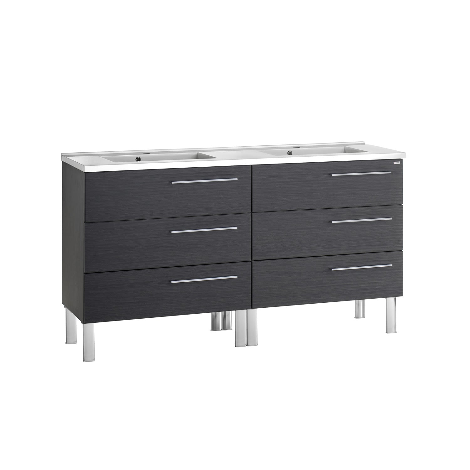 48" Double Vanity, Floor Mount, 6 Drawers with Soft Close, Serie Dune by VALENZUELA