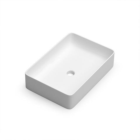 DAX Lavabo de cerámica rectangular de un seno para baño blanco mate / negro mate (DAX-TRE53506035)