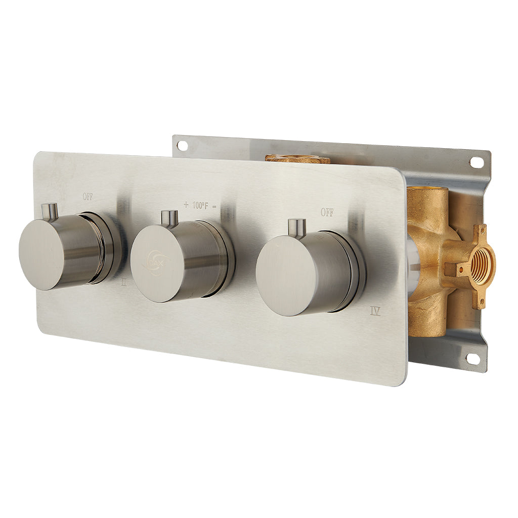 DAX Round Concealed Valve. Thermostatic Mixer with 4 Function Diverter. Brushed Nickel Finish (DAX-1058-RD-BN)