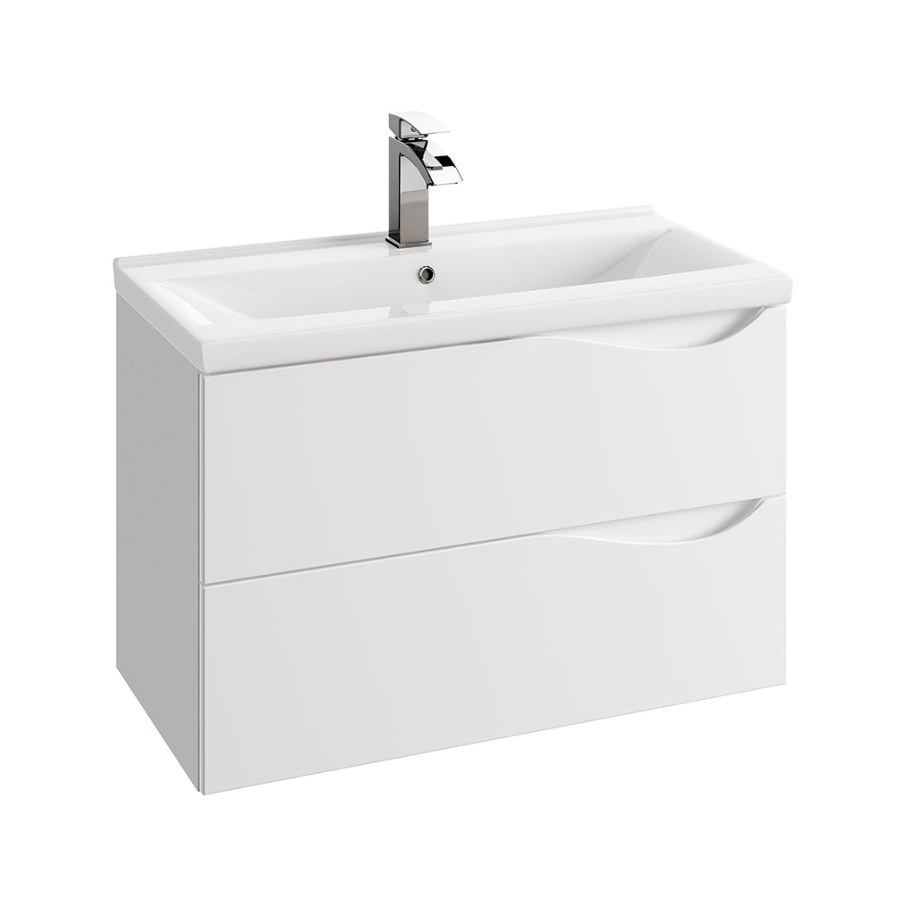 Mueble de tocador individual DAX Morea 32" blanco mate con lavabo Olex (DAX-MOR013211-OLEX)