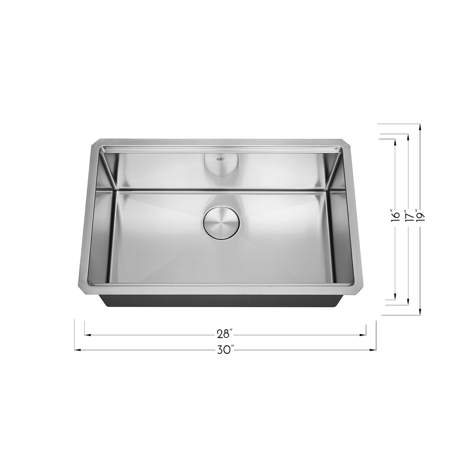 DAX Workstation Undermount Single Bowl Kitchen Sink - Handmade - Stainless Steel 304 -16 Gauge - Accessories Included (DAX-WS3019-R10)