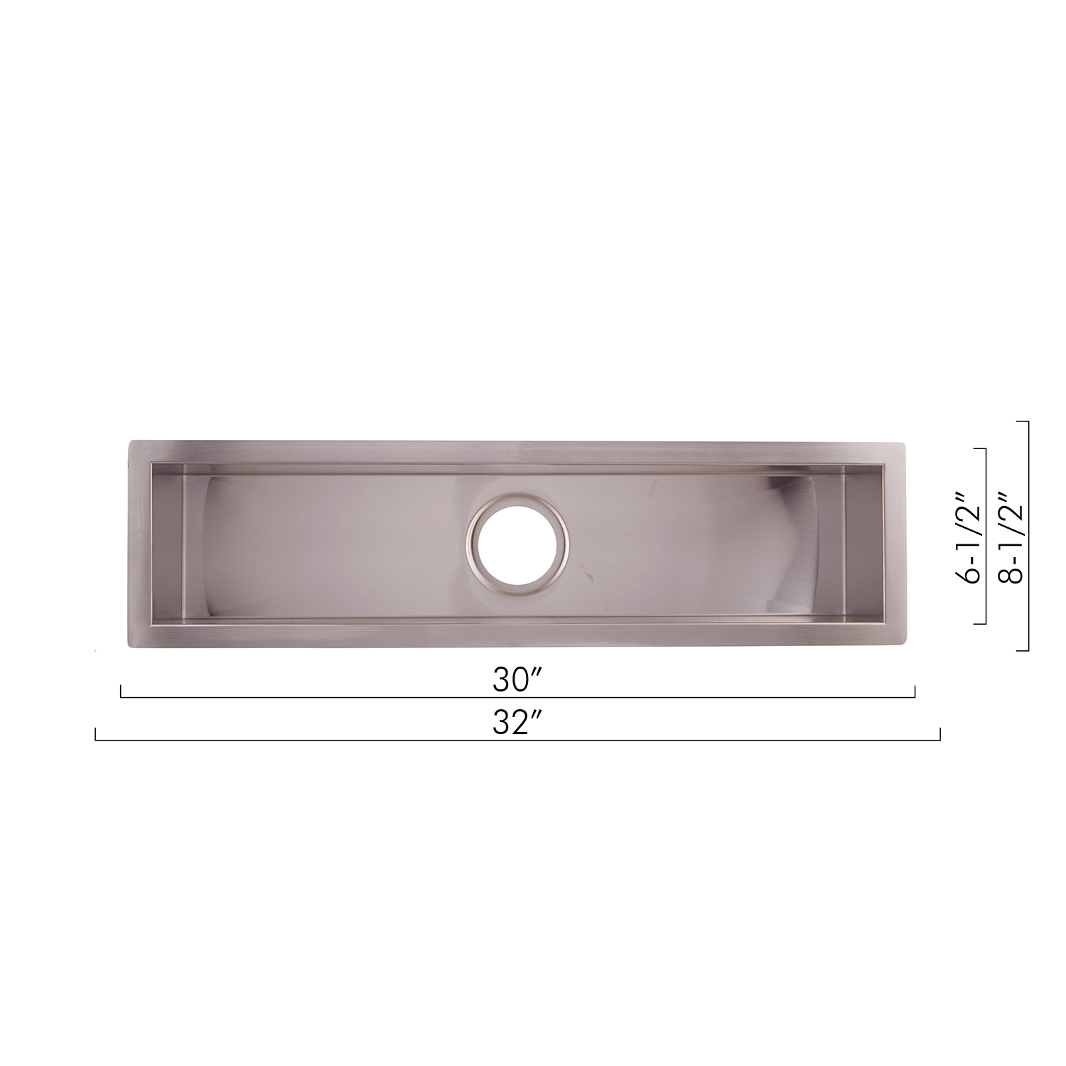 DAX Handmade Undermount Bar Sink, 16 Gauge Stainless Steel, Brushed Finish, 32 x 8-1/2 x 6 Inches (DAX-SQ-3285)
