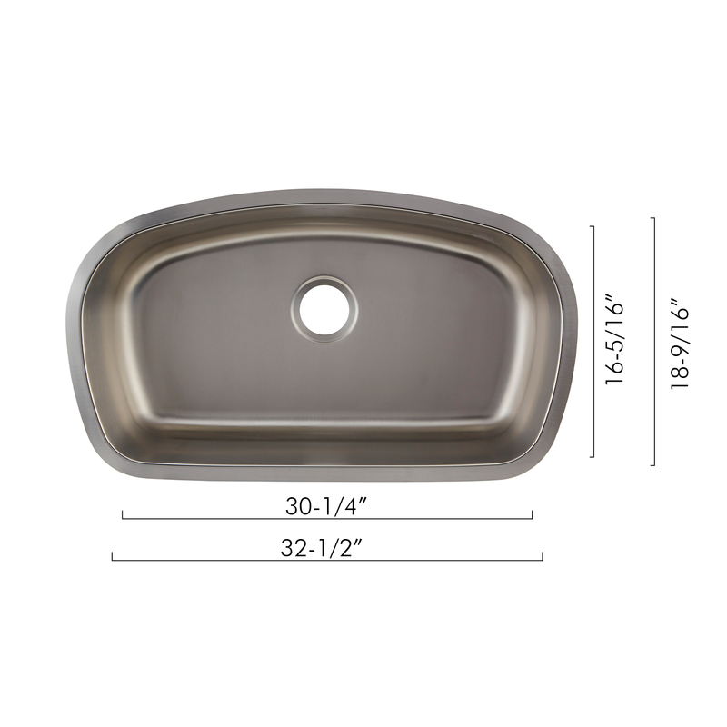 DAX Single Bowl Undermount Kitchen Sink, 18 Gauge Stainless Steel, Brushed Finish , 32-1/2 x 18-9/16 x 9 Inches (DAX-3319)